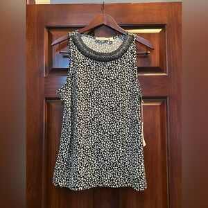 Maria Gabrielle Embellished Beaded Neck Black Tank Top Size XL